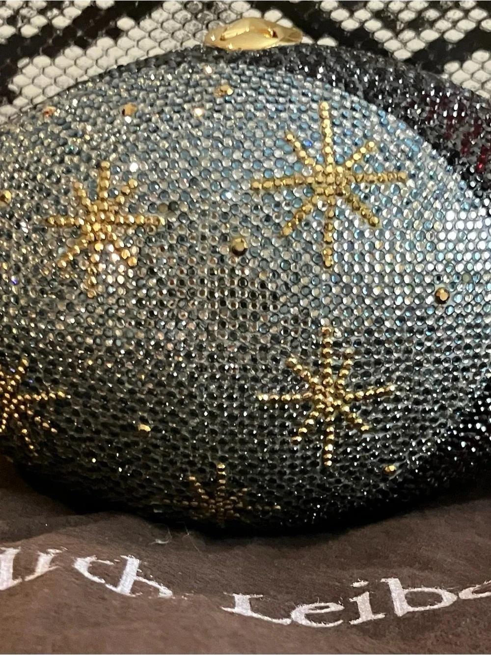 Judith Leiber Silver and Gold Moon and Stars Chrystal Clutch - Picture 2 of 6